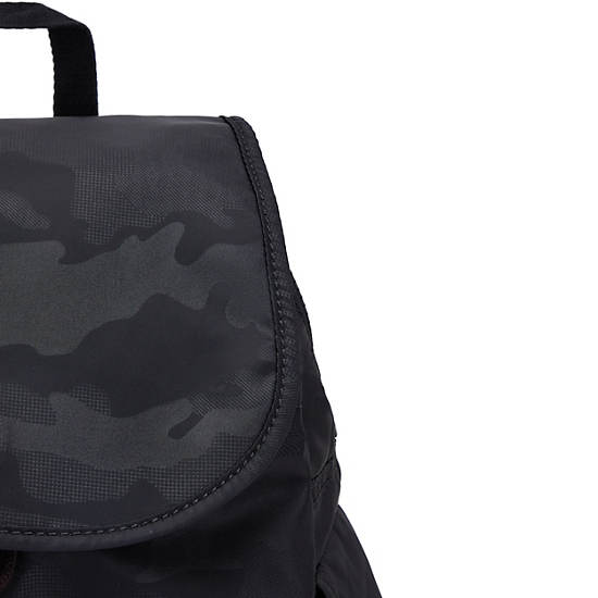 Kipling City Pack Small Classic Backpacks Black Camo Embossed | CA 1500YX